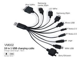 2000 mA USB Hybrid Car and AC Charger with 10 in 1 USB Cable logo