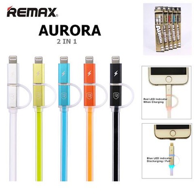 REMAX 2 in 1 Aurora Apple Lightning & Micro USB Data Cable logo